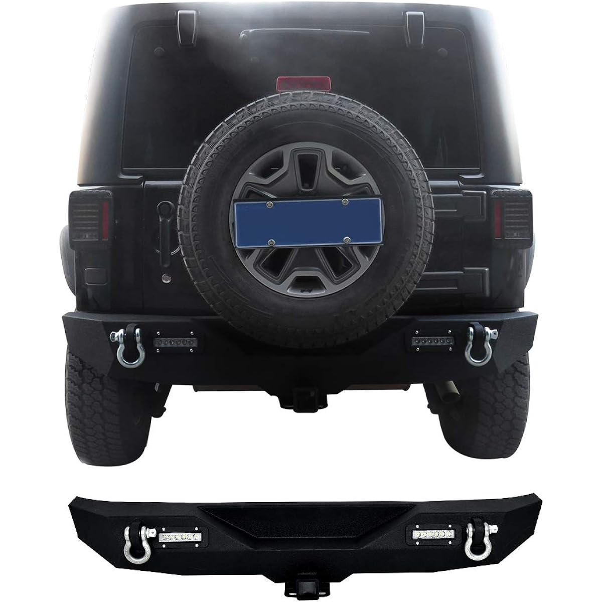 GOPLUS Rear Bumper 2007-2018 JEEP WRANGLER with JK Hook & Fog Light Hall (Rear Bumper)