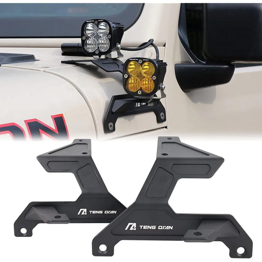 2018-2020 Wrangler JL Dual A-Pillar Light Mount Bracket LED Off-Road Work Light Mounting Bracket Dual Lower Work LED Work Light Mounting Bracket (1 pair Black)