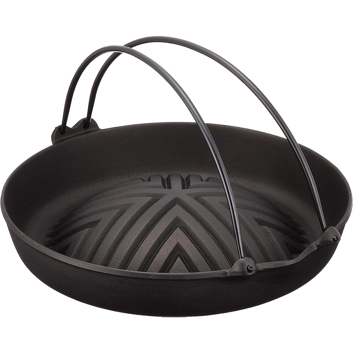 Iwachu Yakiniku Genghis Khan pot with vine, black grilled, for open fire, Nanbu ironware 23006