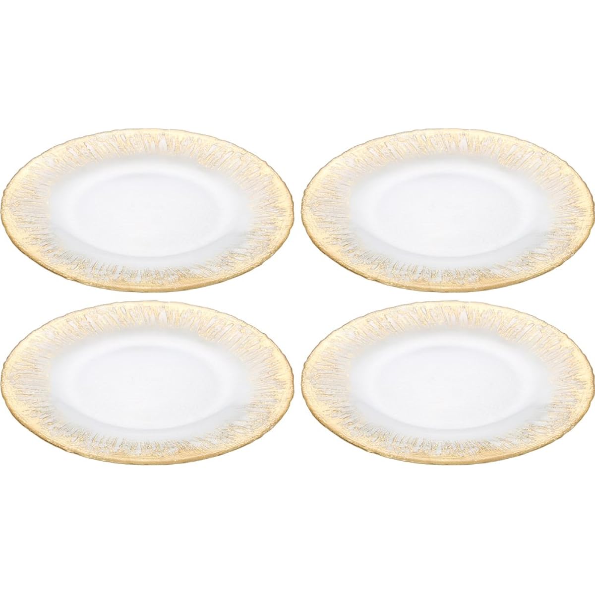Vetro Felice Large Plate Western Tableware Plate Gold 28cm Set of 4 Happy Glass Flash 349128P