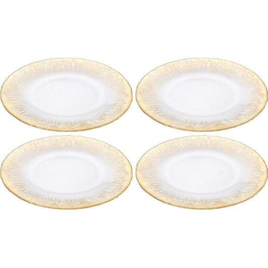 Vetro Felice Large Plate Western Tableware Plate Gold 28cm Set of 4 Happy Glass Flash 349128P