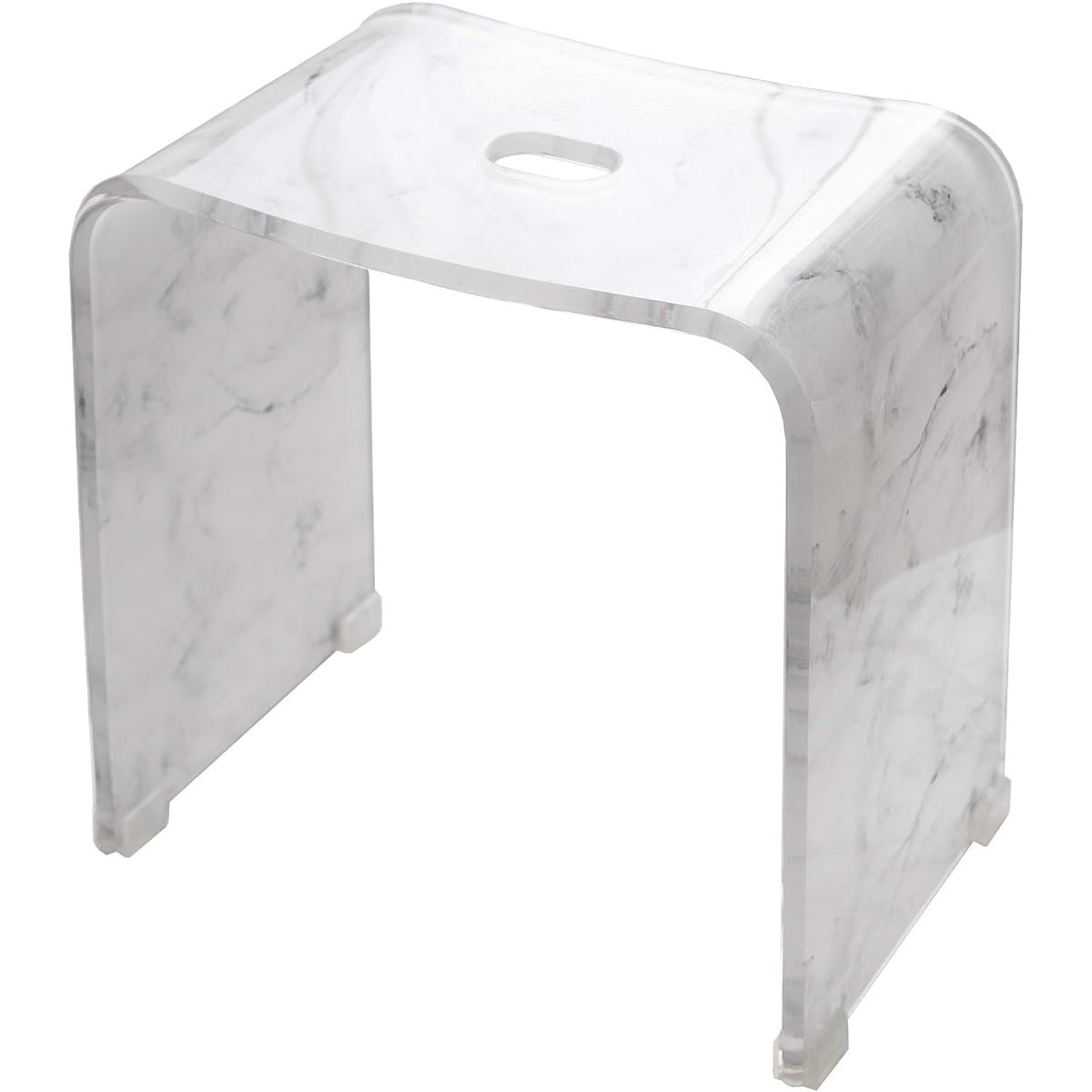 Miyatake Seisakusho Acrylic Bath Chair High Chair Width 36.5 x Depth 24 x Height 34.5cm Marble Style Load Capacity: 80kg 9NC-BCH030
