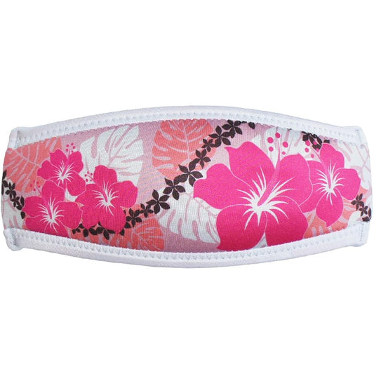 SeaCanary Snorkeling Diving Mask Strap Cover Hawaiian Hibiscus Pink