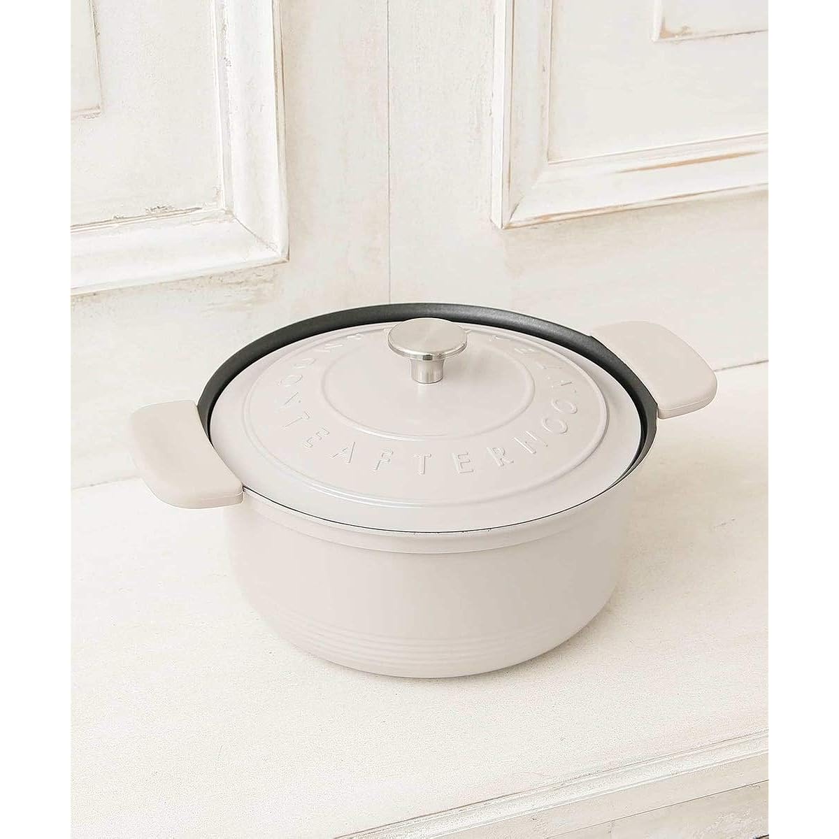 [Afternoon Tea Living] AfternoonTea LIVING Two-handled pot Logo pattern embossed cocotte pot 20cm Gray