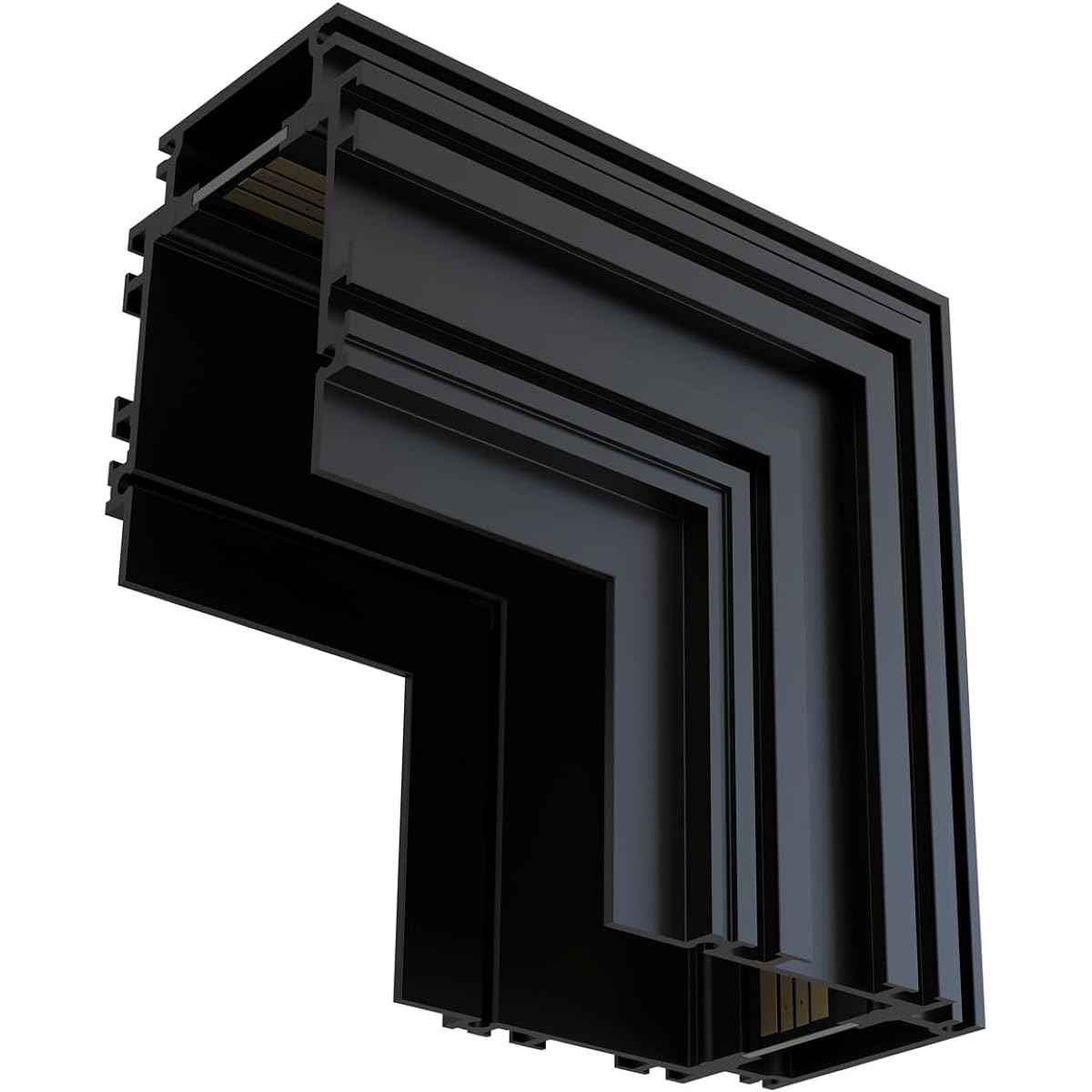 SCON CX34 Corner Joint for Recessed Magnetic Duct Rail System Wiring Parts Anodized Aluminum Lighting Rail Coupler 4 Wire Duct Rail Fitting LED Lighting Fixture Stylish Indoor Wall (Black, Vertical, Inverted L-Shaped Joint)