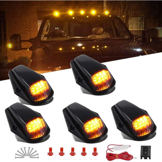 Amber Cab Marker Light Ford F150 F250 F350 1973-1997 F Series Super Duty Pickup Track 12 LED Roof Running Light Top Clear Ran Lamp with Hane (5 packs)