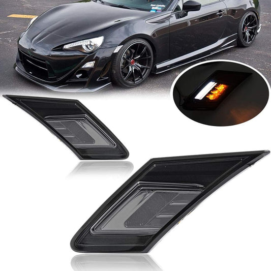 Smok lens White/Amber LED Front Side Marker Light Kit 2013-2016 Sion FR-S 2013-2020 Subaru BRZ 2017-2020 Toyota 86/GT86 LED Winker Light Running/Parking White/Amber LED LED Side Marker Lamp
