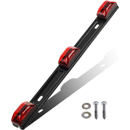 Partsam Red Clearance ID Vermerc Light 3 Light 9 Trailer Sealed Stainless Steel Sealed 3-Light Truck and Trailer Identification LED Light Bar Red Color LED Strip 1 x Red