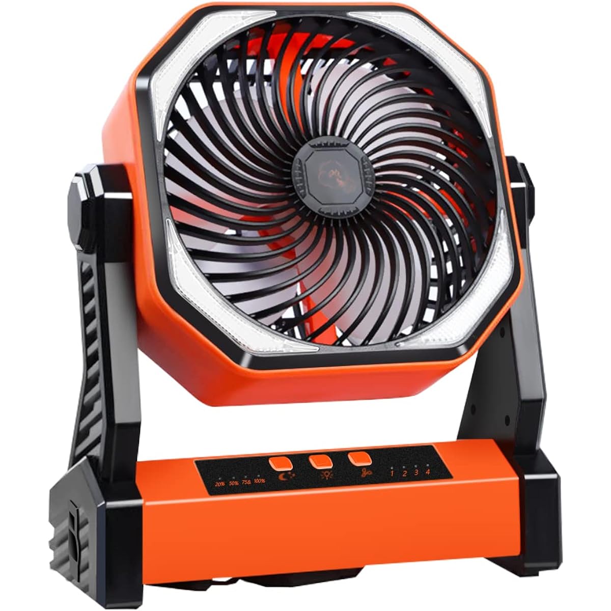 SOPPY Camping Fan with Hook, Hanging [20000mAh Large Capacity] 100 Hours Continuous Operation, Double Rotation, Strong Wind, Distance, 4 Levels of Air Flow Adjustment, LED Light, Sleep Mode, Low Noise, Disaster Prevention, Camping, Sleeping in the Car, S
