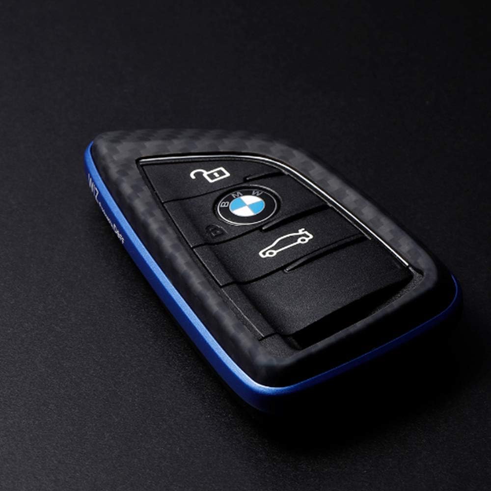 Deff WIZ JACKET for SMART KEY/Compatible with BMW car remote control keys Aramid fiber material Ultra-thin 0.7mm Aluminum frame that does not block radio waves (Matte Black/Blue)