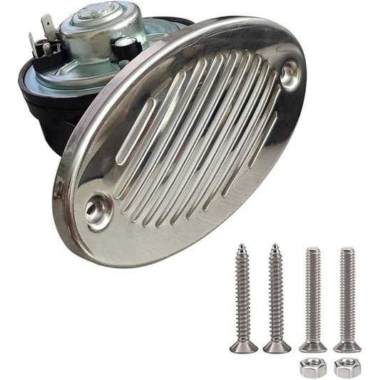 CLINK 316 Stainless Steel 12V Concealed Flush Mount 5190512 Marine Boat Horn with 2 Types of 316 Stainless Steel Mounting Screws