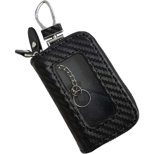 [AWESOME] Smart Key Case Double Zipper with Clear Window Carbon Style Black ASK-CBCMW01