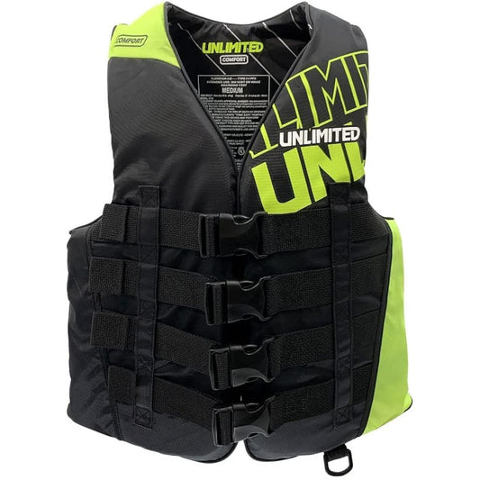 UNLIMITED COMFORT UV2302 Life Jacket Men's Jet Ski Life Vest Nylon Vest Small Special JCI Preliminary Examination USCG Black Men's M