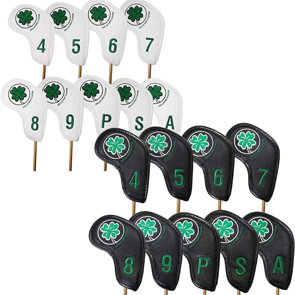 Golf iron cover leather embroidered waterproof No. 4-9 AW PW SW 9 pieces set with count Clover pattern