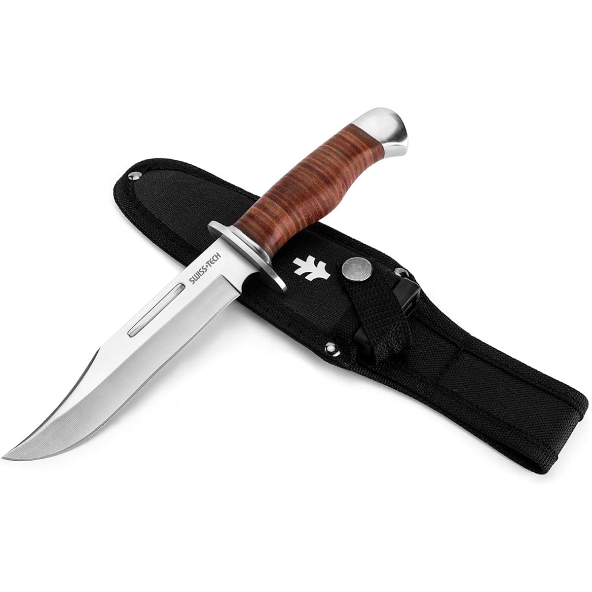 SWISS+TECH Knife, Sheath Knife, Outdoor Knife, Camping Knife, Blade Length Approximately 14cm, Case Included