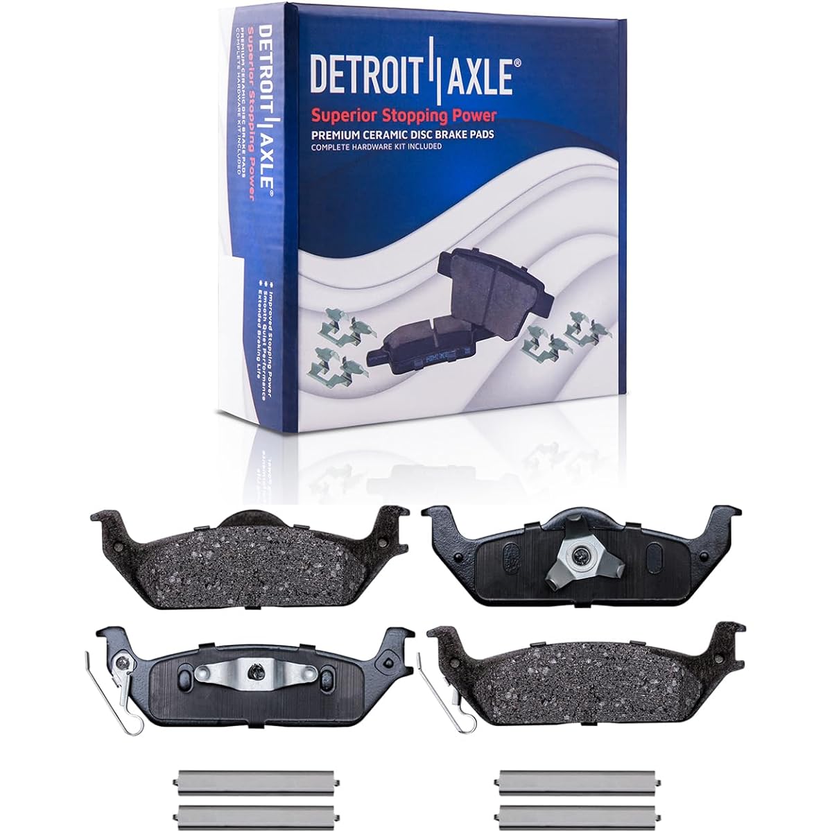 Detroit car axis-rear ceramic brake pad with hardware 2004 Ford F150 Newbo Distil-[2005-11 Ford F150]-2006-2008 Lincoln Mark LT