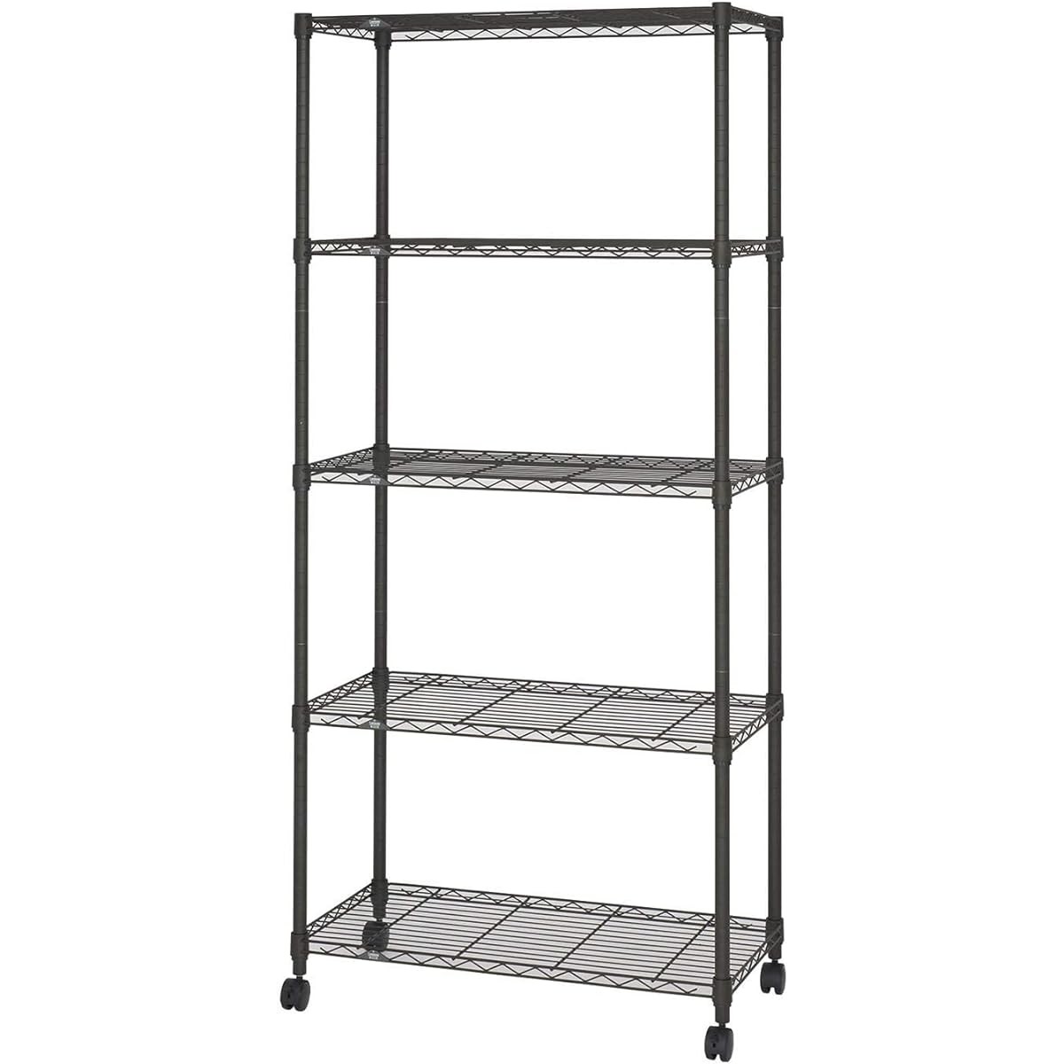 Doshisha Luminous Noir Rack 4 Tiers Width 80 Depth 40 Steel Rack with Casters Black Storage Shelf Stylish Kitchen Rack Rust Resistant Easy to Assemble Width 81 x Depth 41 x Height 178.5cm Pole Diameter 25mm Load Capacity 80kg NO8018-5