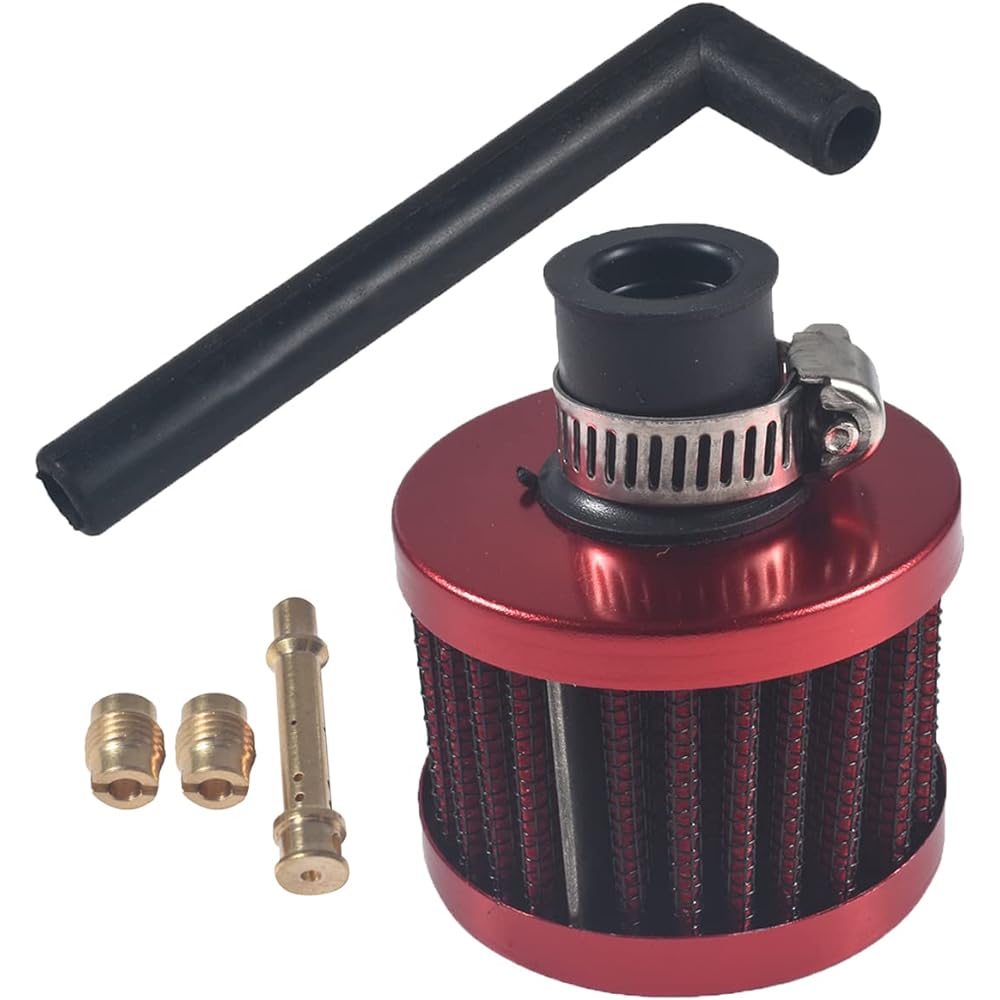 WFEERXJA 12mm Air Filter 212cc Jet Kit Cold Air Intake Filter Breather Turbo Vent Cleaner Predator 196cc 6.5Hp GX160 GX200 Coleman CT200U BT200X KT196 RB200 Go Kart Engine Mini Bike Black