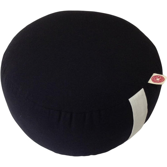 [Edoten] Zafu Zafu cushion for zazen and yoga, with discharge dyed pattern, high quality zafu made from dungaree fabric, with sticky hands, no tucks, plain black, canvas handles