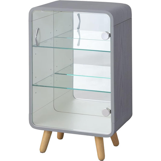 Palette Life Figure Case 3 Tier Collection Case Collection Rack Shelf Rear Mirror Mirror Goods Storage Otaku Stylish Wooden Woodgrain Glass Gray