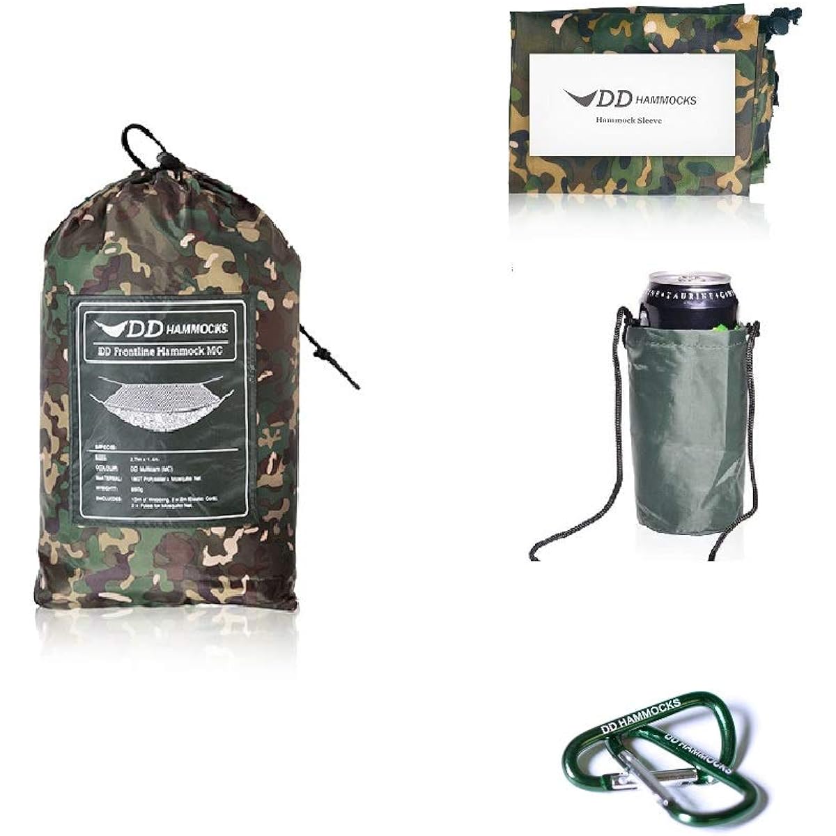 DD Frontline Hammock-MC Frontline Hammock 3 Piece Set DD Frontline Hammock-MC & Hammock Sleeve-MC Hammock Sleeve & Beer Holder + 2 Mini Karabiners [Parallel Import]
