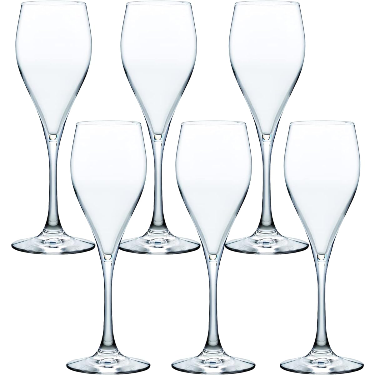 Toyo Sasaki Glass Champagne Glass Champagne Glass Collection Stem Bar Item 205ml 6 Pieces Unbreakable Wine Glass with Foaming Function Wine Glass Flute Glass Made in Japan Dishwasher Safe Cup 30M70CS-L001