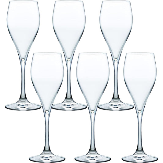 Toyo Sasaki Glass Champagne Glass Champagne Glass Collection Stem Bar Item 205ml 6 Pieces Unbreakable Wine Glass with Foaming Function Wine Glass Flute Glass Made in Japan Dishwasher Safe Cup 30M70CS-L001