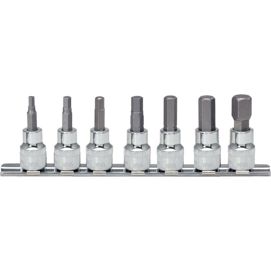 KS TOOLS 3/8" CHROMEplus Bit Socket Set Hexagon 7 Pieces 4-12mm 3/8" CHROMEplus Bit Socket Set hexagon 7 pcs 4-12mm 918.3921