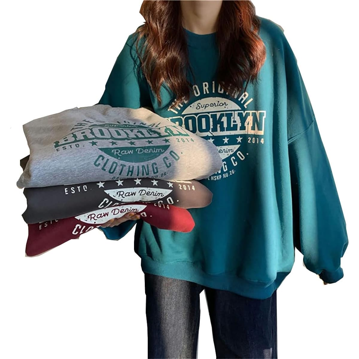 [Big Rough] Tops Sweatshirt Big Silhouette Oversize Long Length Outerwear Logo Spring Autumn Winter Women's