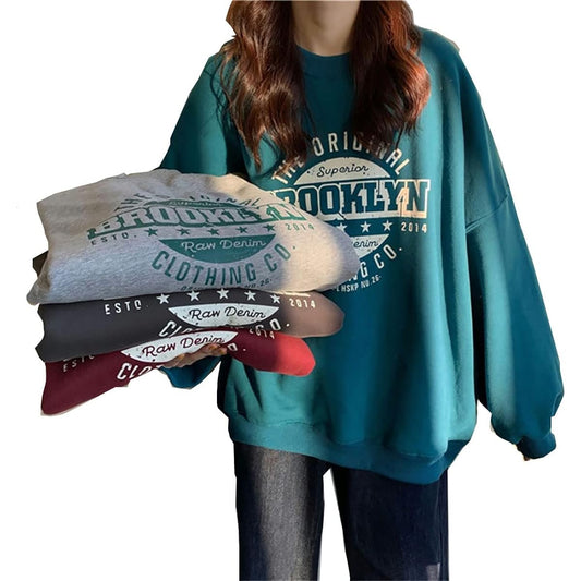 [Big Rough] Tops Sweatshirt Big Silhouette Oversize Long Length Outerwear Logo Spring Autumn Winter Women's