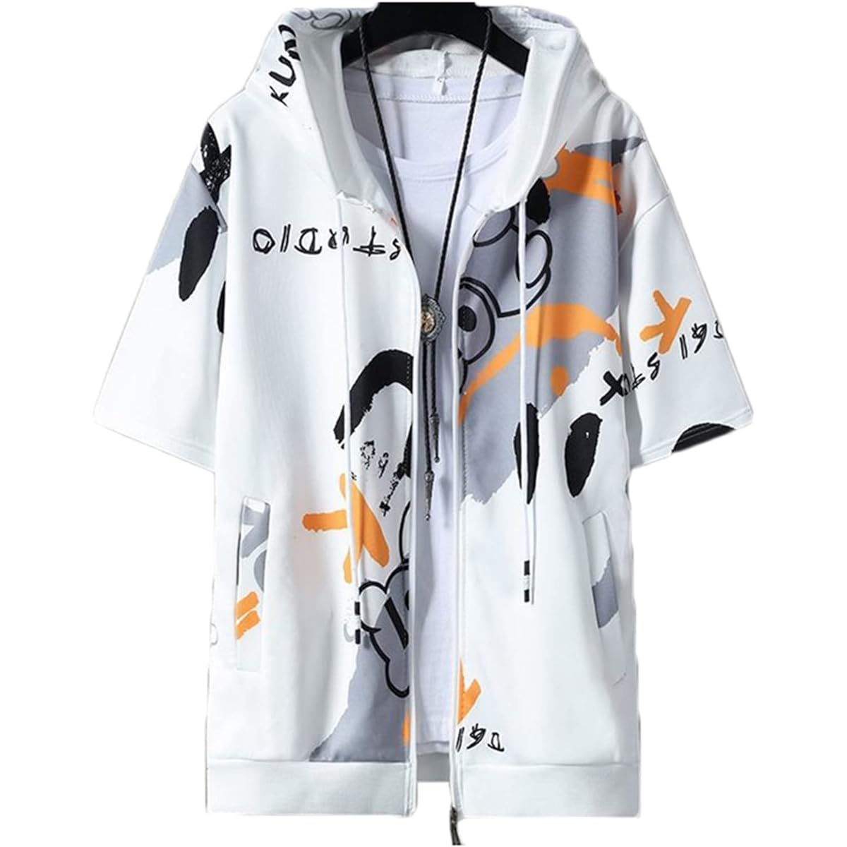 [AYISTELU] Hoodie Men's T-Shirt, Short Sleeve, Soft, Comfortable, Unisex, Large Size, Loose, Fashion, Men's Clothing, Spring, Summer