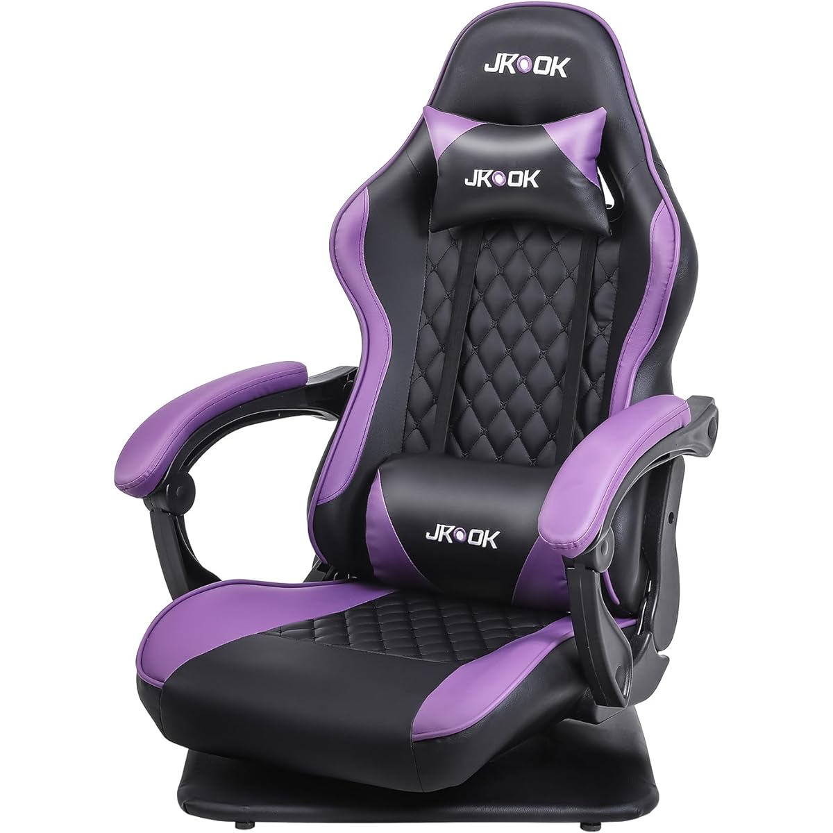 JKOOK Gaming Chair, Gaming Chair, Breathable Vibration Function, Gaming Chair, Reclining, Swivel Seat, High Back, Headrest, Lumbar Support, Armrest Included, PU Leather, Computer Chair, Chair JK07 (Purple)