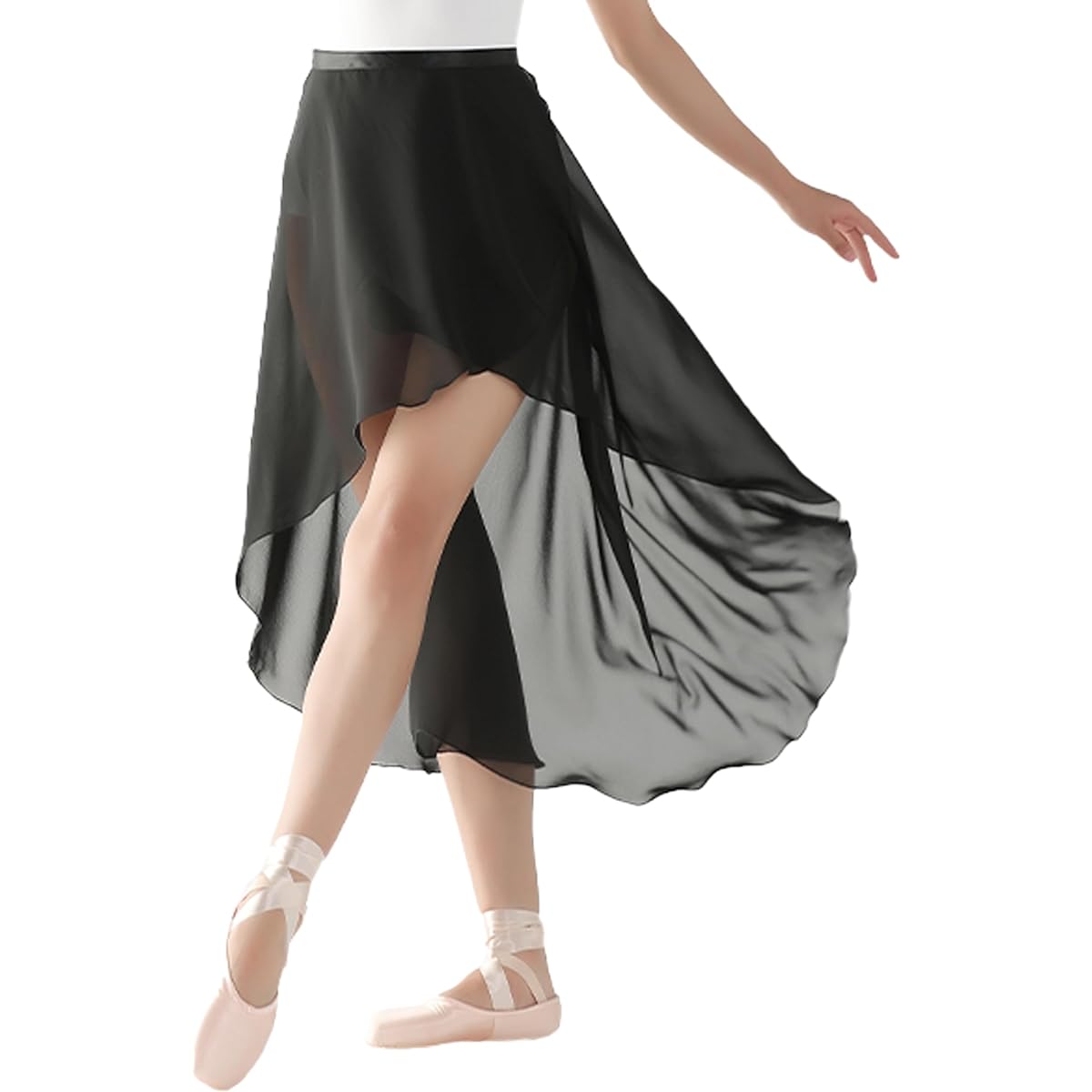 [flexdans] Ballet Skirt, Adults, Wrap Skirt, Chiffon Skirt, Ballet Supplies, Dance Skirt, Wrap Skirt, Dance, Elastic Waist, Pull-on