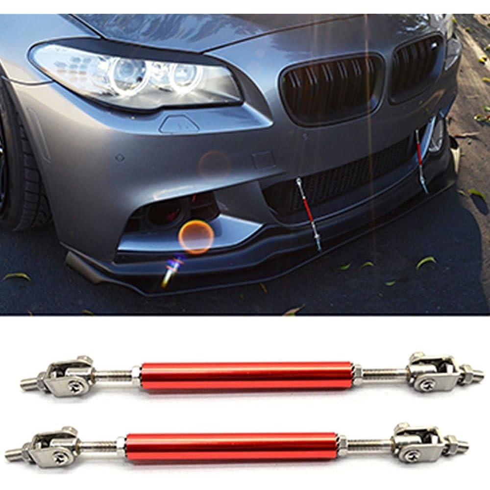 IKON MOTORSPORTS Adjustable Universal Fit Most models Front bumper lip splitter Diffuser strut rod support bar 2 red