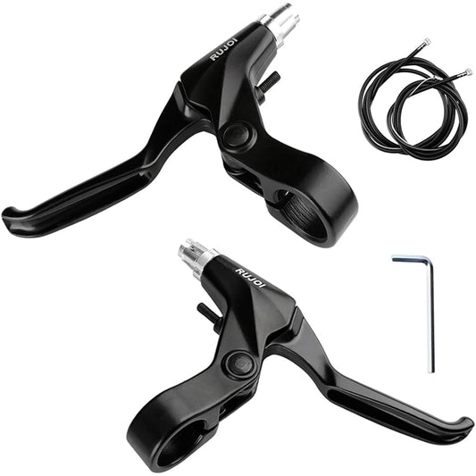 RUJOI Bicycle Brake Lever Set, 1 Pair Aluminum Alloy Bicycle Brake Handle 2 Sets with Bicycle Brake Cable Wire and Housing for Mountain Bike MTB Road Bike Folding Bicycle Diameter 2.2cm