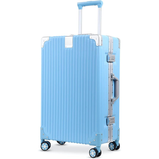 [Yuweijie] Suitcase, Aluminum Frame, Carry Case, Carry-on, Checked-in Suitcase, Large Trolley Case, Lightweight Carry Bag, Quiet Double Casters, Shockproof, Travel, Business, Business Trips, TSA Lock Included, Protective Cover, Silver, S Size, 2 Nights a