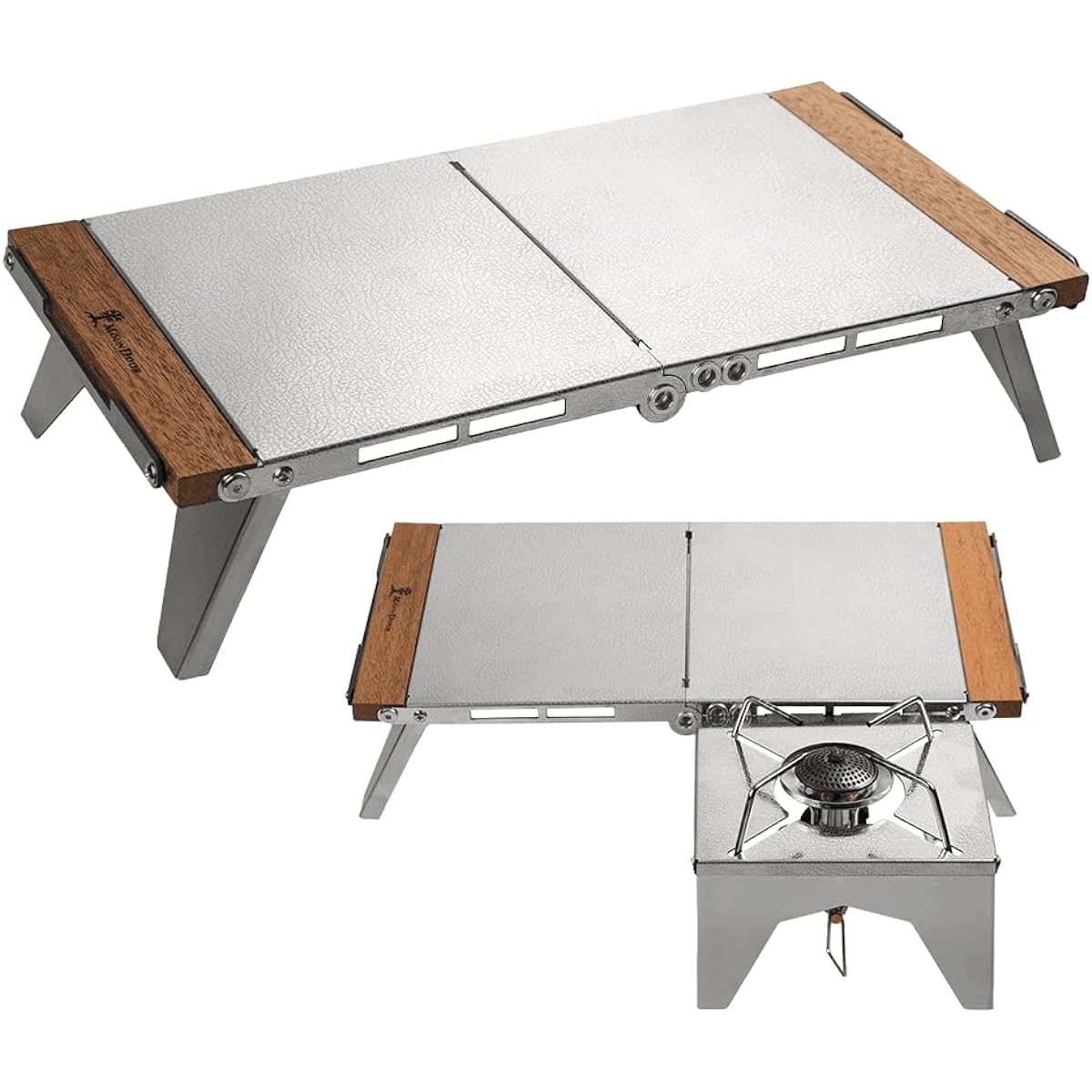 Heat Insulation Table Heat Insulation Board Embossed Bonfire Side Tough Table Single Burner Table Foldable SOTO ST-310/ ST-330 Iwatani Compatible with 5 Types of Burners Outdoor Mini Table Low Table Stainless Steel Storage Bag Included Model Number MD-Z0