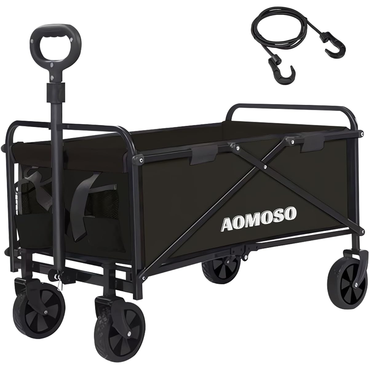 Aomoso Carry Wagon, Foldable Carry Cart, Outdoor Camping Cart, Equipped with Wide Tires, Large Capacity 120L, Load Capacity 100kg, Free Standing Storage, Perfect for BBQ, Fishing, Camping, Sports Days, etc.