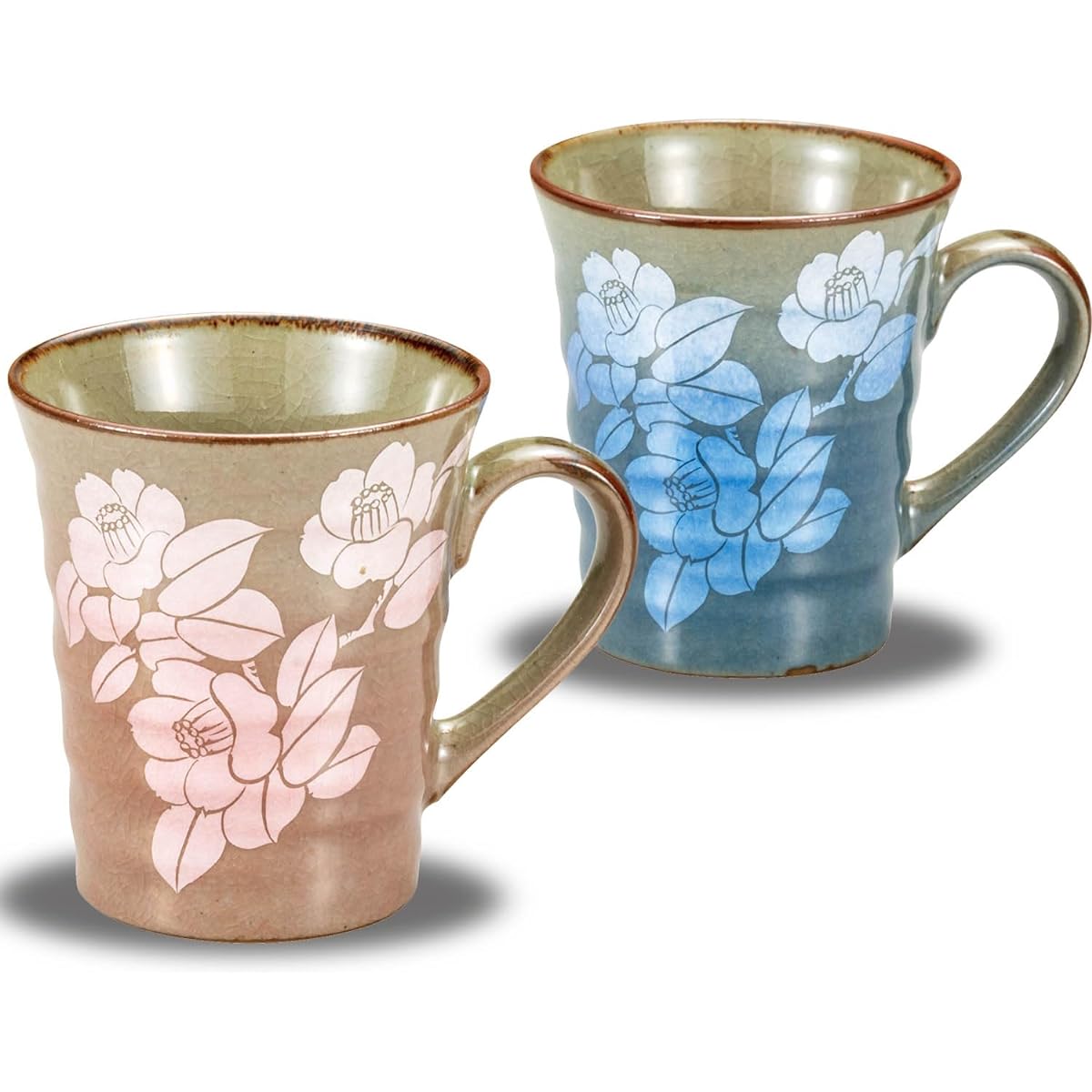 Kutani ware pottery pair mug Ginsai Sanchahana AK4-0955