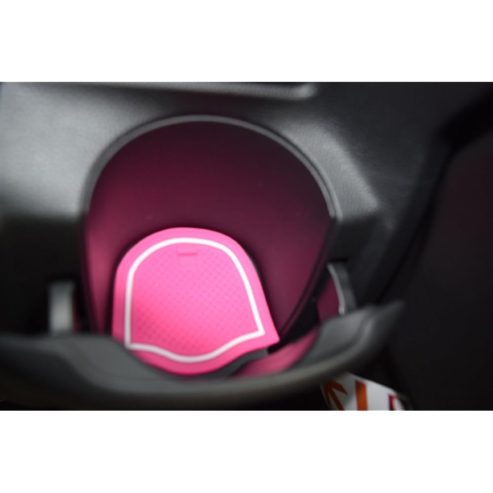 KINMEI Honda FIT Pink GK3/4/5/6/GP5 Series Exclusive Design Interior Door Pocket Mat Drink Holder Anti-Slip Non-Slip Storage Space Protection Rubber Mat Fit New Car Fit-p