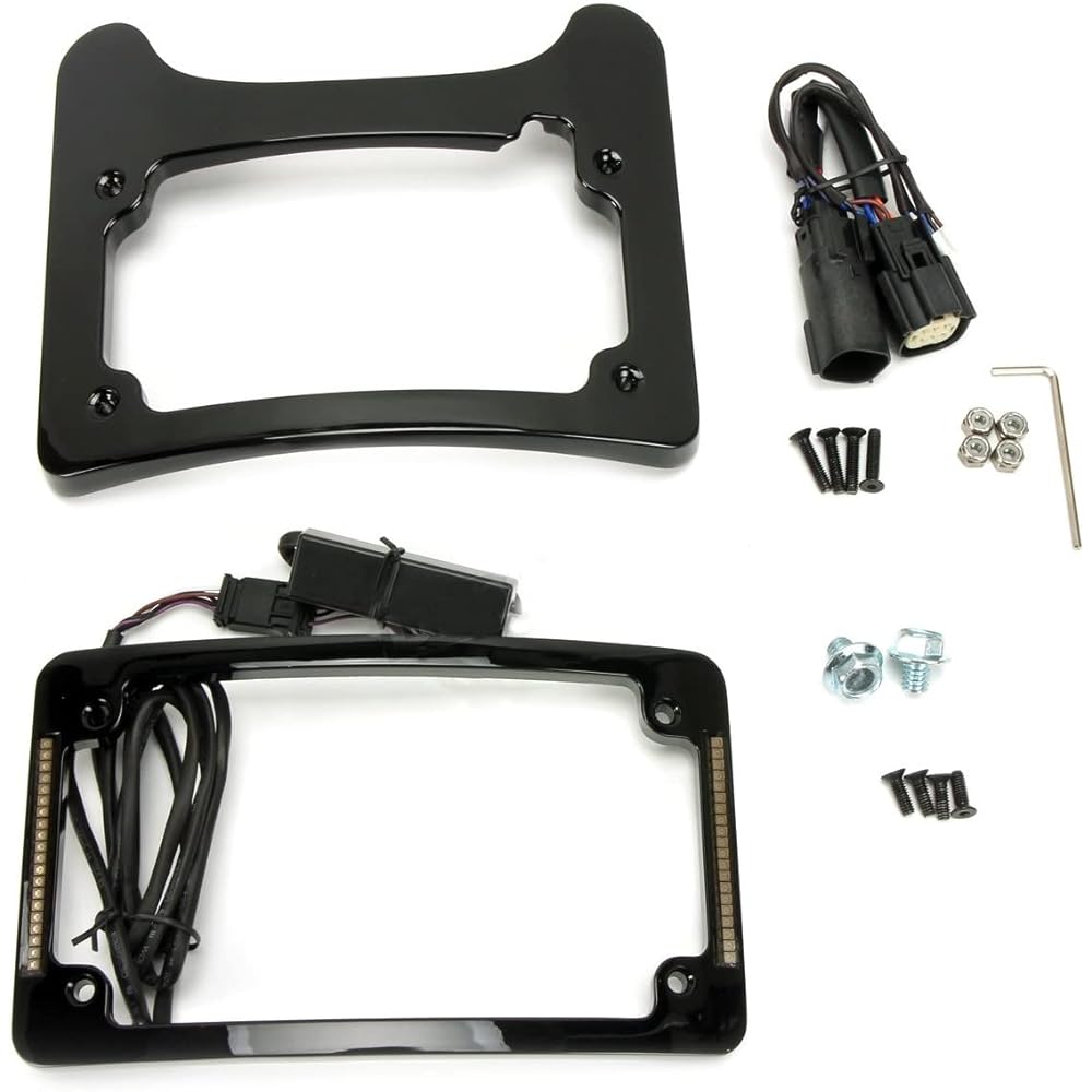Rickrak Turn Signal Eliminator Kit 3 Radius Light Plate Frame H-D (Gloss Black)