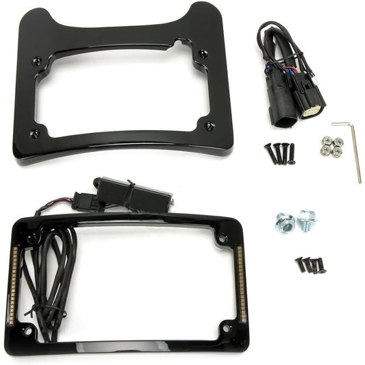 Rickrak Turn Signal Eliminator Kit 3 Radius Light Plate Frame H-D (Gloss Black)