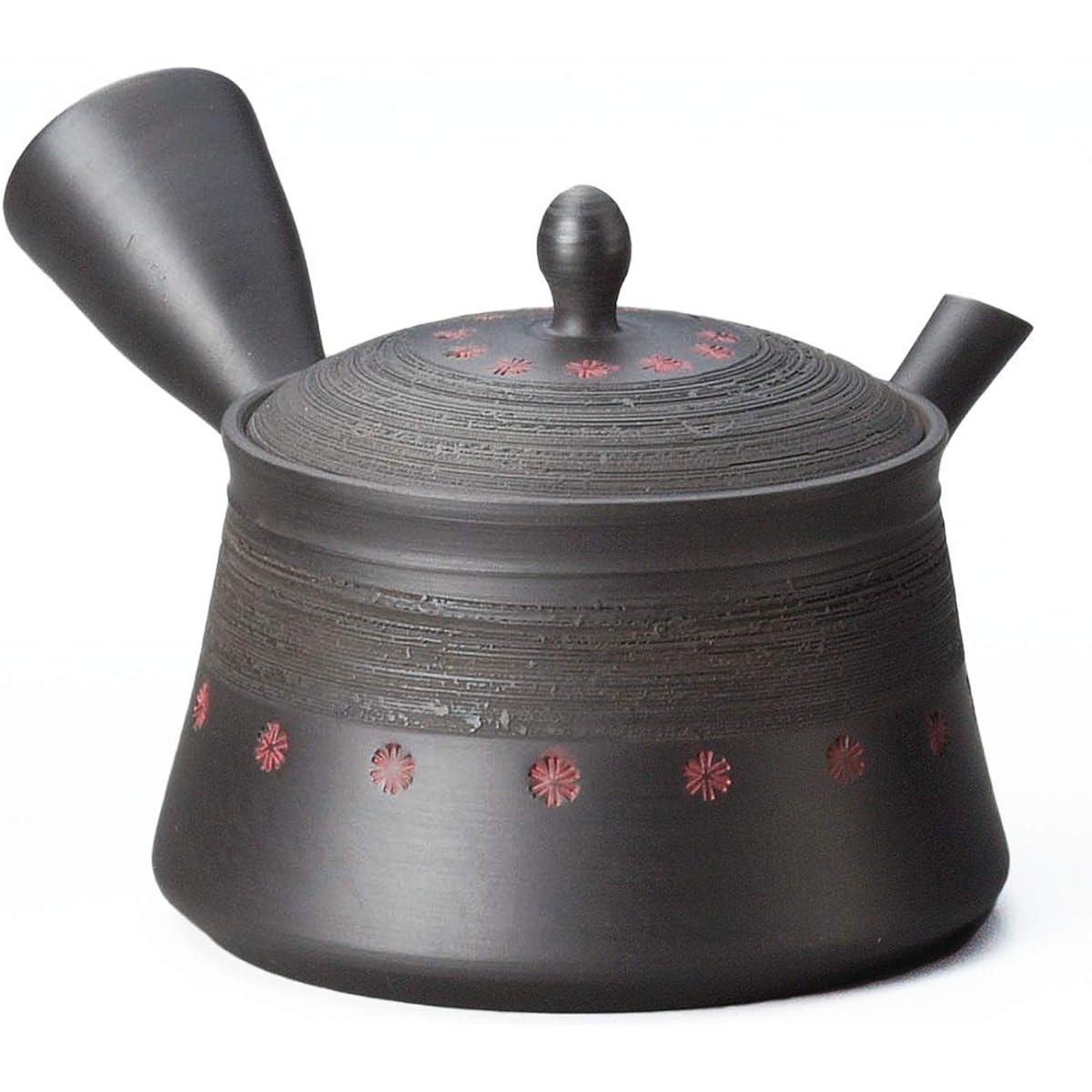Yamakiikai Gyokuko black cut pine bark seal teapot M234