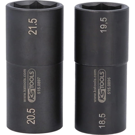 KS Tools 1/2" Special Aluminum Rim Impact Socket Set for Ford 18.5 / 19.5 / 20.5 / 21.5 mm 2 pieces 515.0895