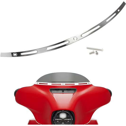 ANONEMOTO Slotted Windshield Trim Polished Chrome Trim Stainless Batwing Windscreen Trim Compatible with Harley 2014-Up Touring Electra Glide Street Glide Ultra Limited Tri Glide Aluminum CNC Cut