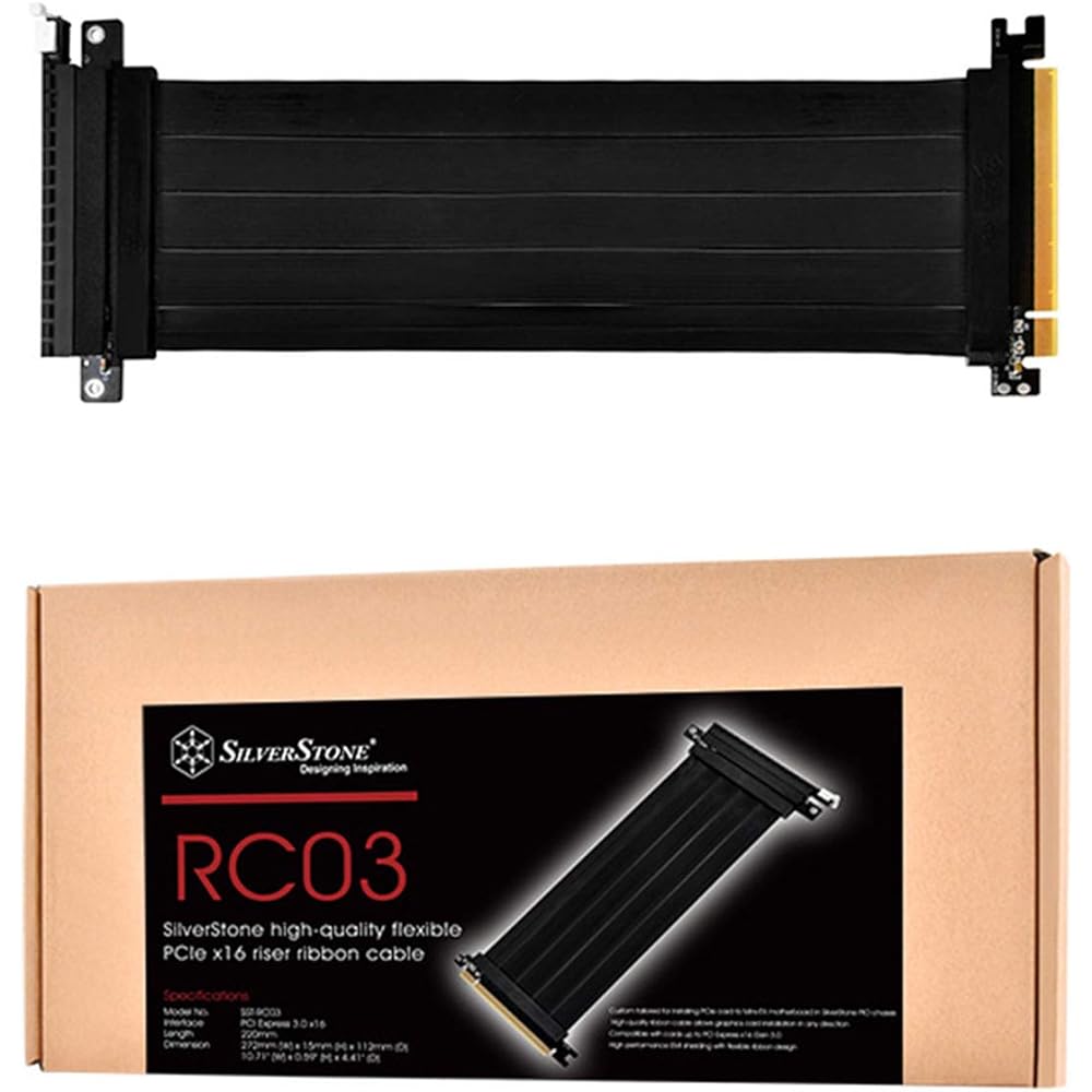 SilverStone Ribbon Cable RC03 PCIEx16 Compatible Full Flat Riser Cable SST-RC03B-220 [Authorized Japanese Distributor Product]