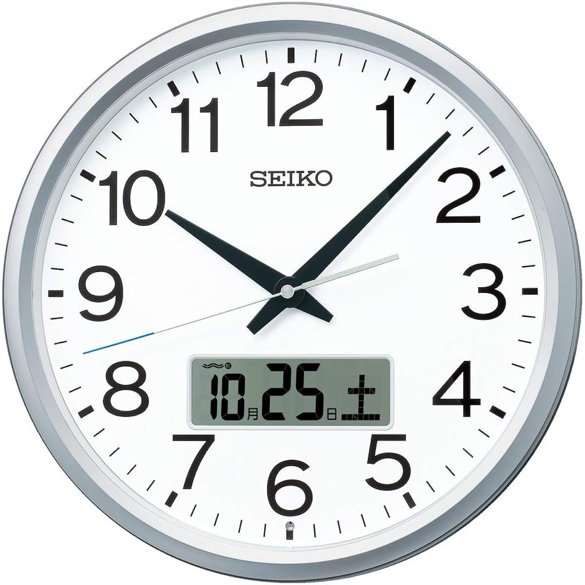 Seiko Clock Wall Clock Office Type Chime Program Function Date Calendar Radio Wave Analog Silver Metallic 350 x 68 mm PT202S