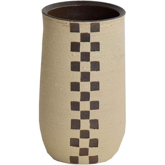 Tansu no Gen Umbrella Stand Shigaraki Ware Made in Japan Checkered Pattern Pottery Stylish Shigaraki Compact Entrance 25700003 00(46836)