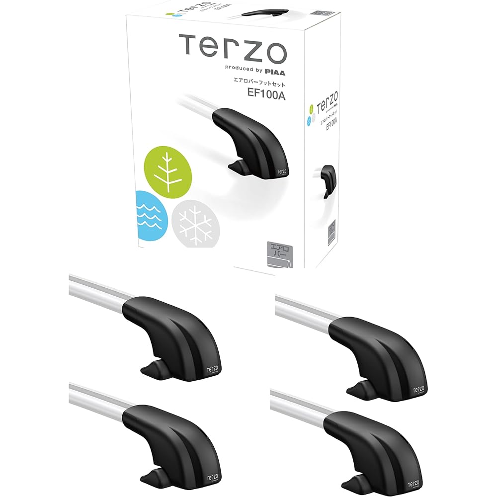 Terzo (by PIAA) Roof Carrier Base Carrier Foot 4 Pieces Roof-on Type Black with Lock for Aero Bar EF100A
