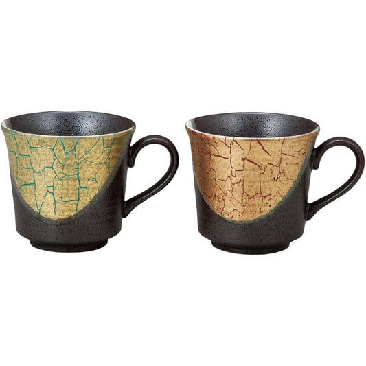 Maruyone Kutani Ware Pair Mug Gold Leaf Color K4-943